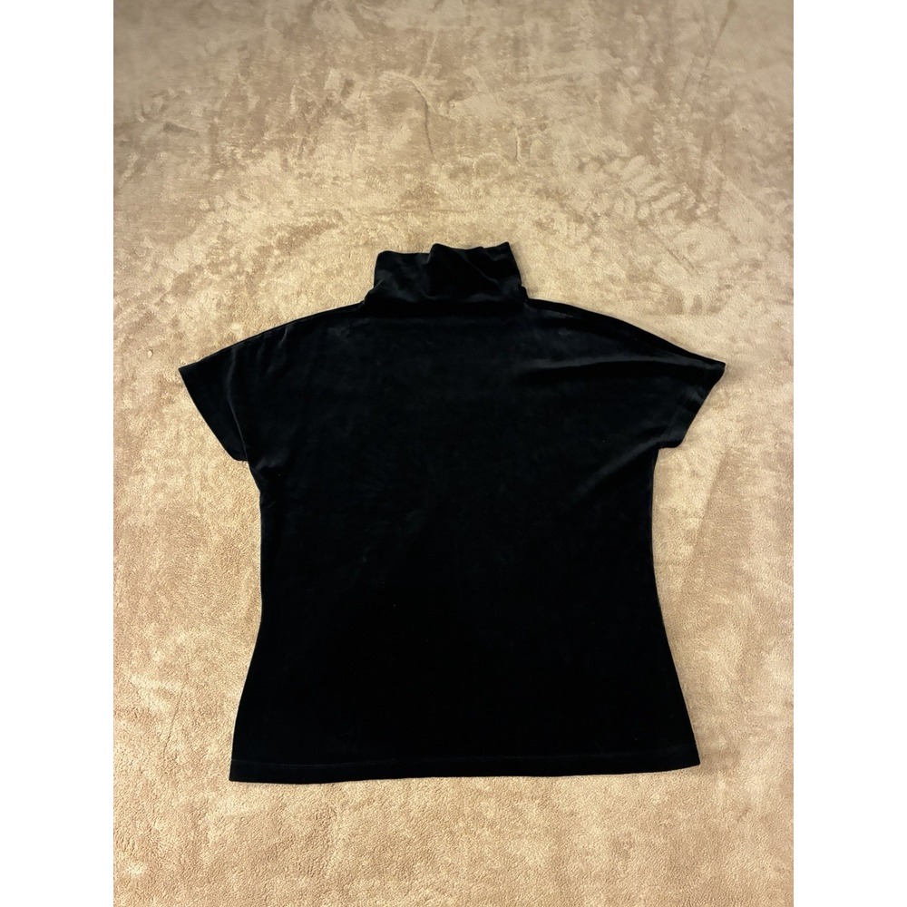 VTG 90s Talbots Women Black Velvet Turtleneck Top Med Minimalist Off Duty Model